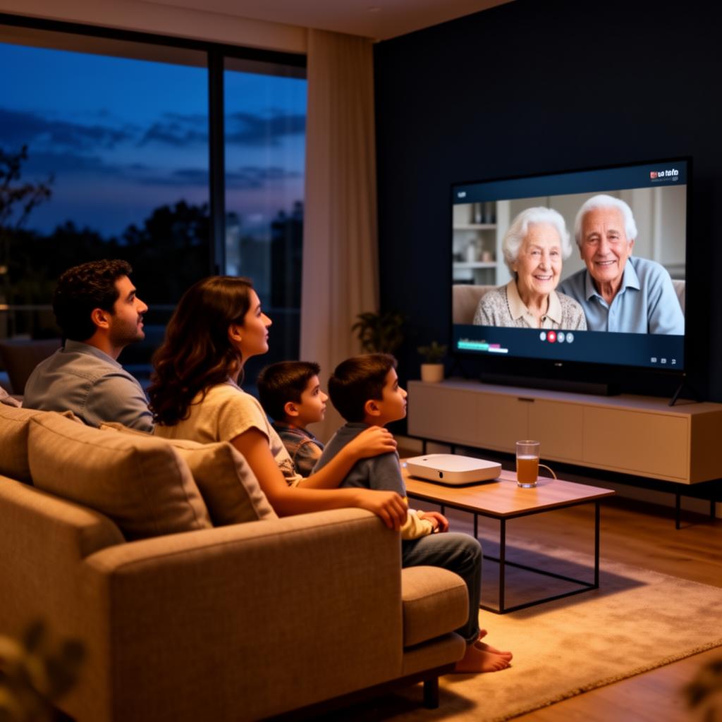 Family watching Echoes together on the TV